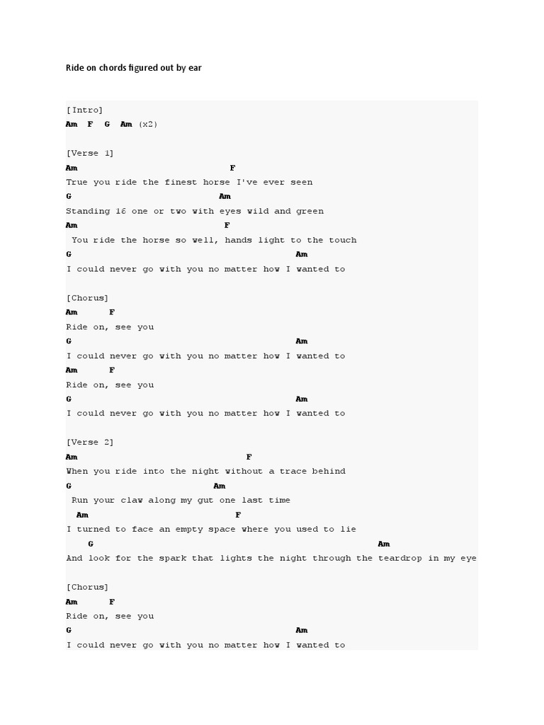 Ride On Chords Figured Out by Ear | PDF