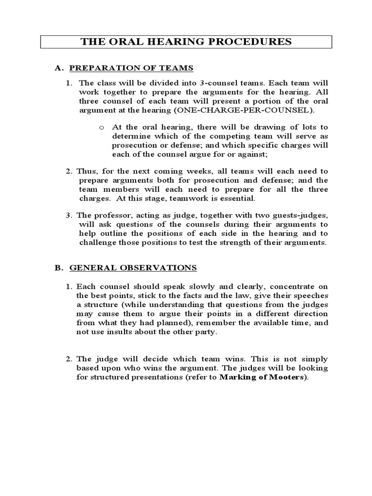 Oral Hearing Procedures Guide | PDF | Prosecutor | Judge