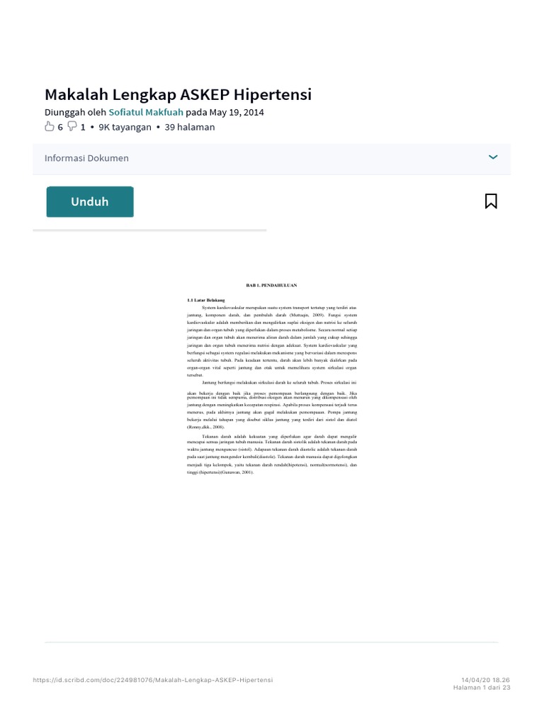 Makalah Lengkap Askep Hipertensi Unduh