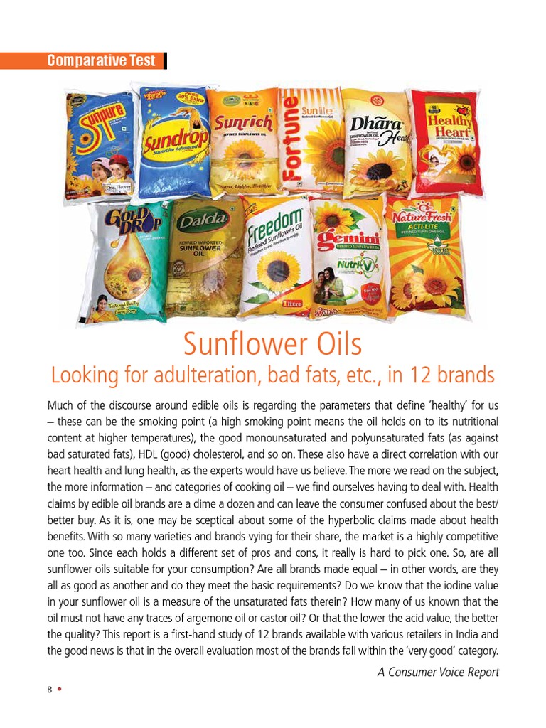 Comparative Analysis of 12 Sunflower Oil Brands on Key Quality