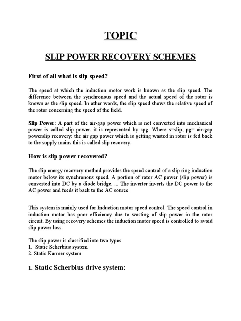 Slip Power Recovery | PDF | Electric Motor | Rectifier