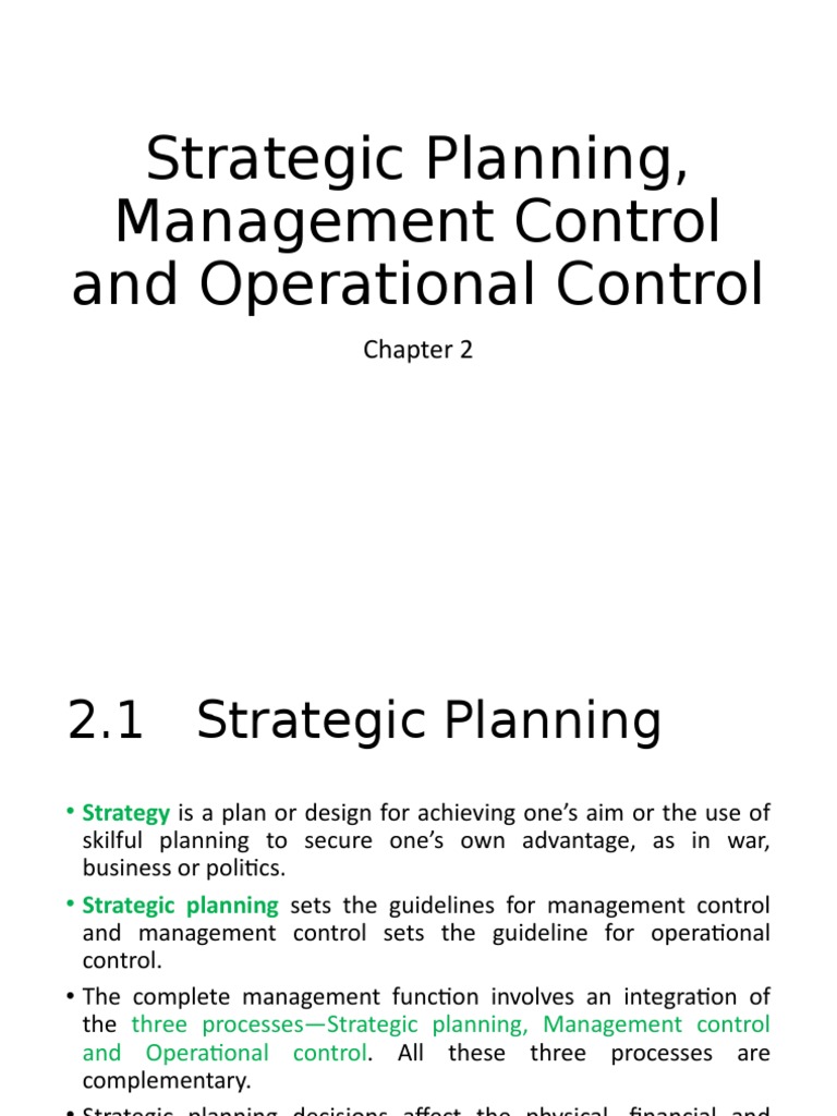 Strategic vs Operational Control in Management | PDF | Strategic ...