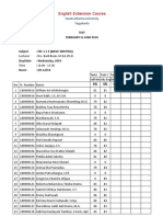 English Extension Course: Test February To June 2019