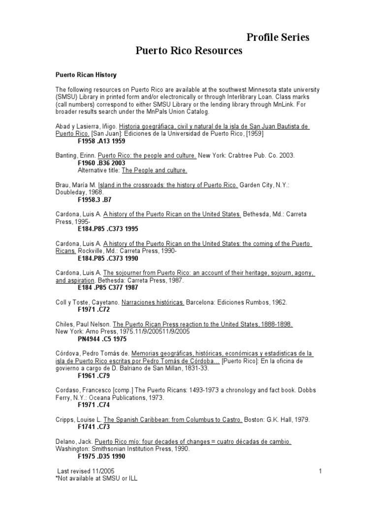 Puerto Rico Resource Guide | PDF | Puerto Rico | United States Congress
