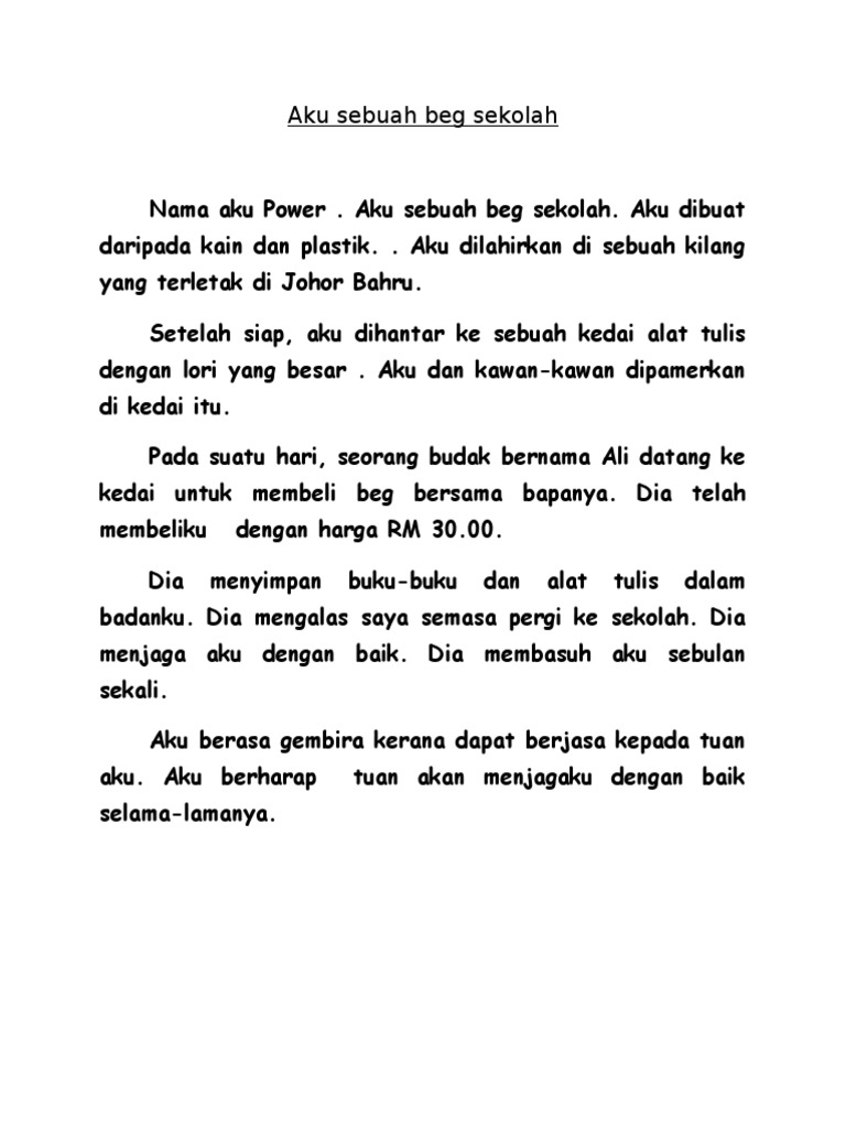Aku Sebuah Beg Sekolah Pdf