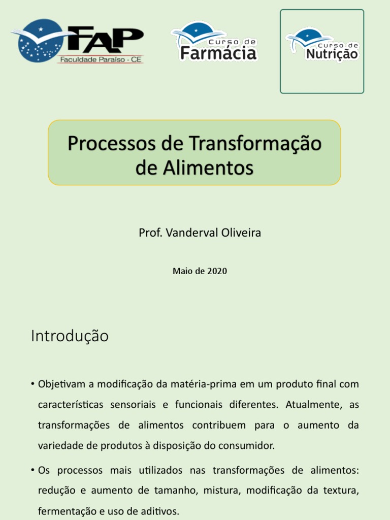 Operações de Transformação de Alimentos | PDF | Emulsão | Fermentação