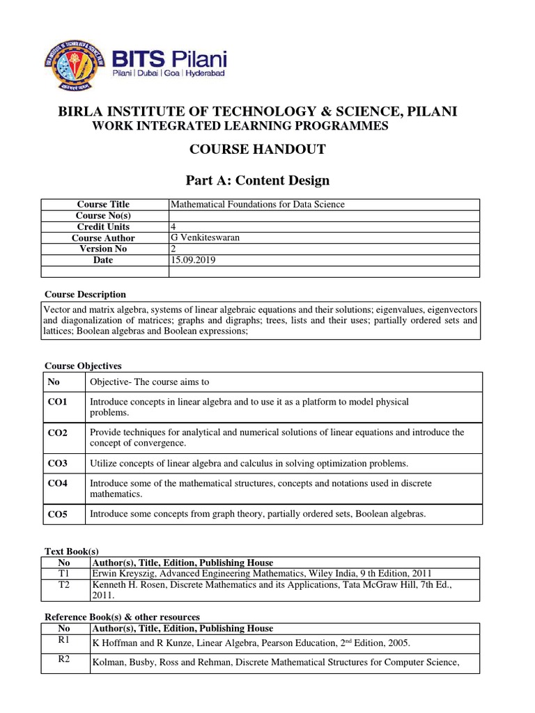 Mathematical Foundations For Data Science - Handout | PDF | Eigenvalues ...