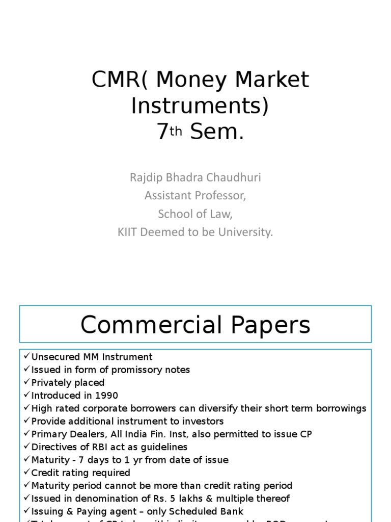 Overview of Money Market Instruments | PDF | Bonds (Finance) | Debt