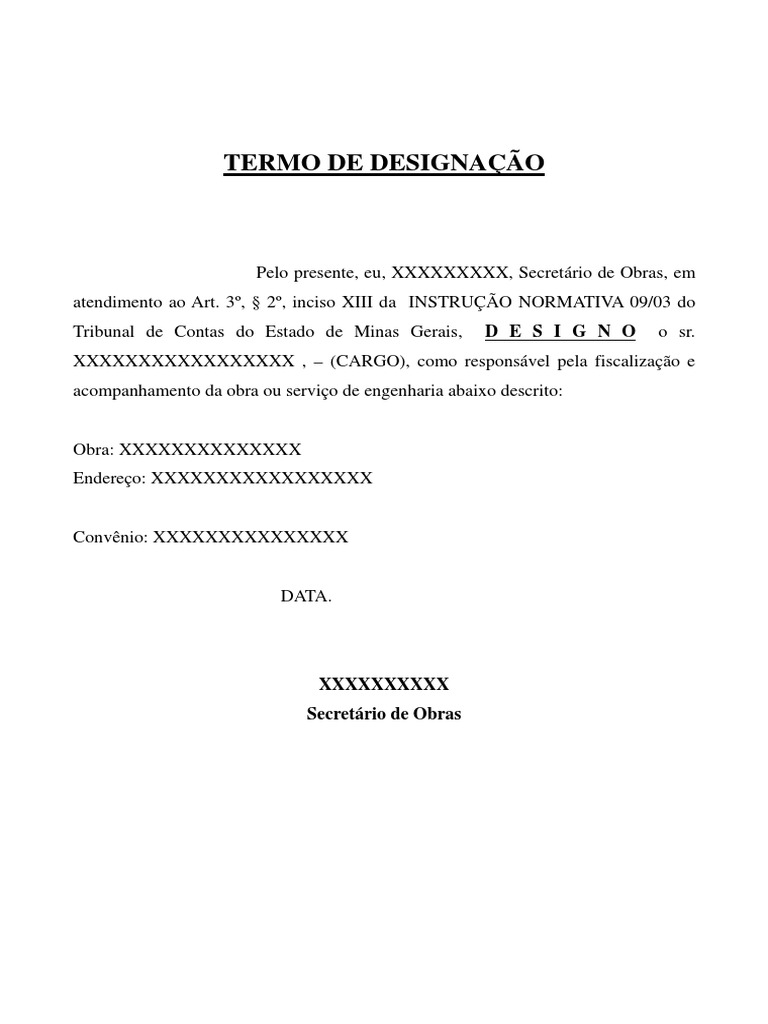 Termo de Designação de Fiscalização de Obra | PDF