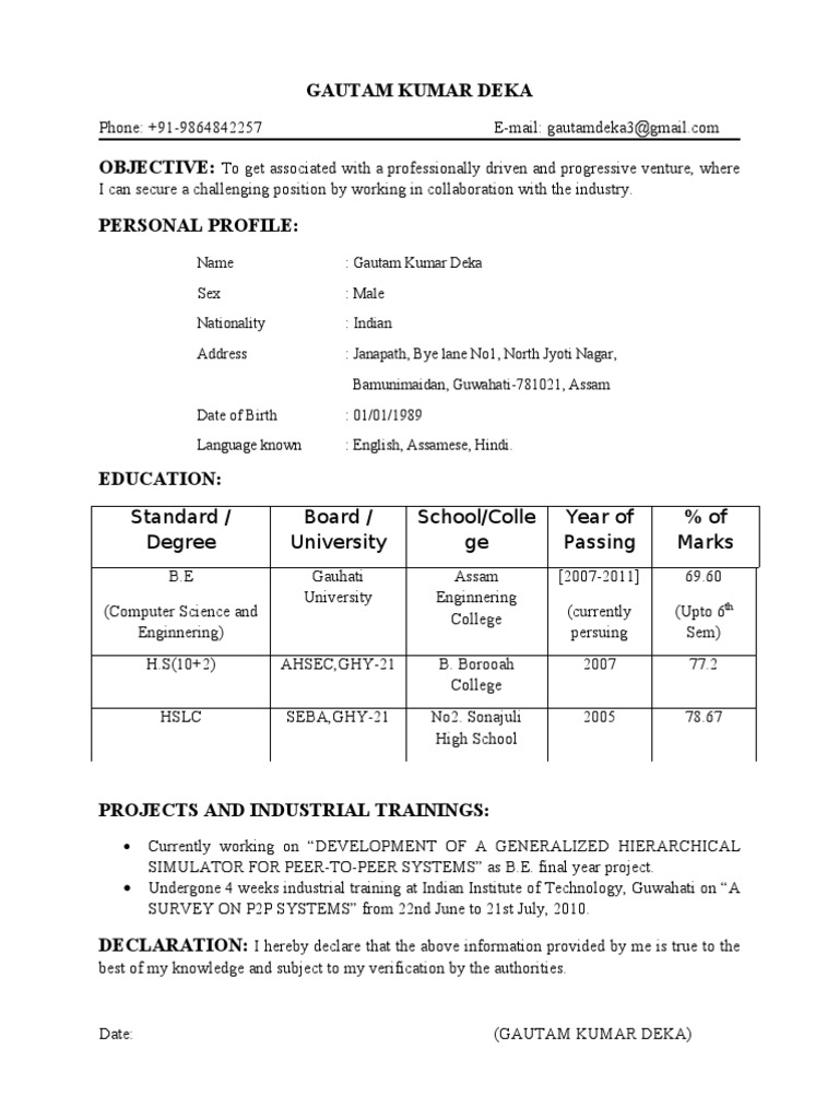 Gautam Kumar Deka's Resume | PDF