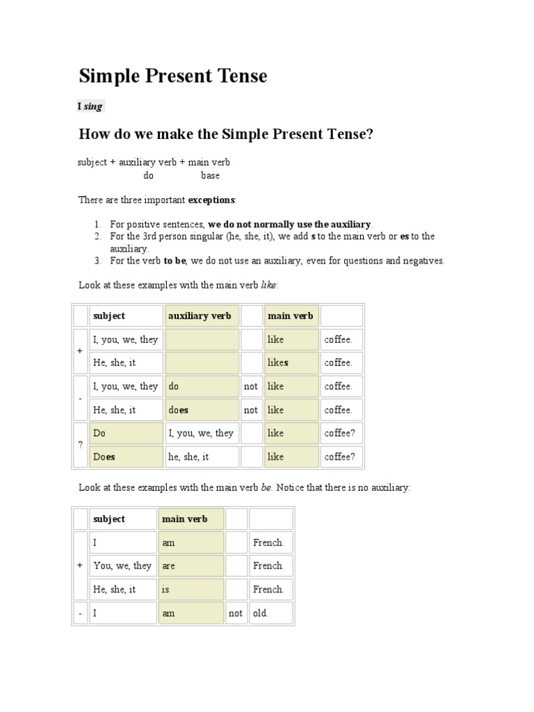 Simple Present Tense | PDF | Grammatical Tense | Verb