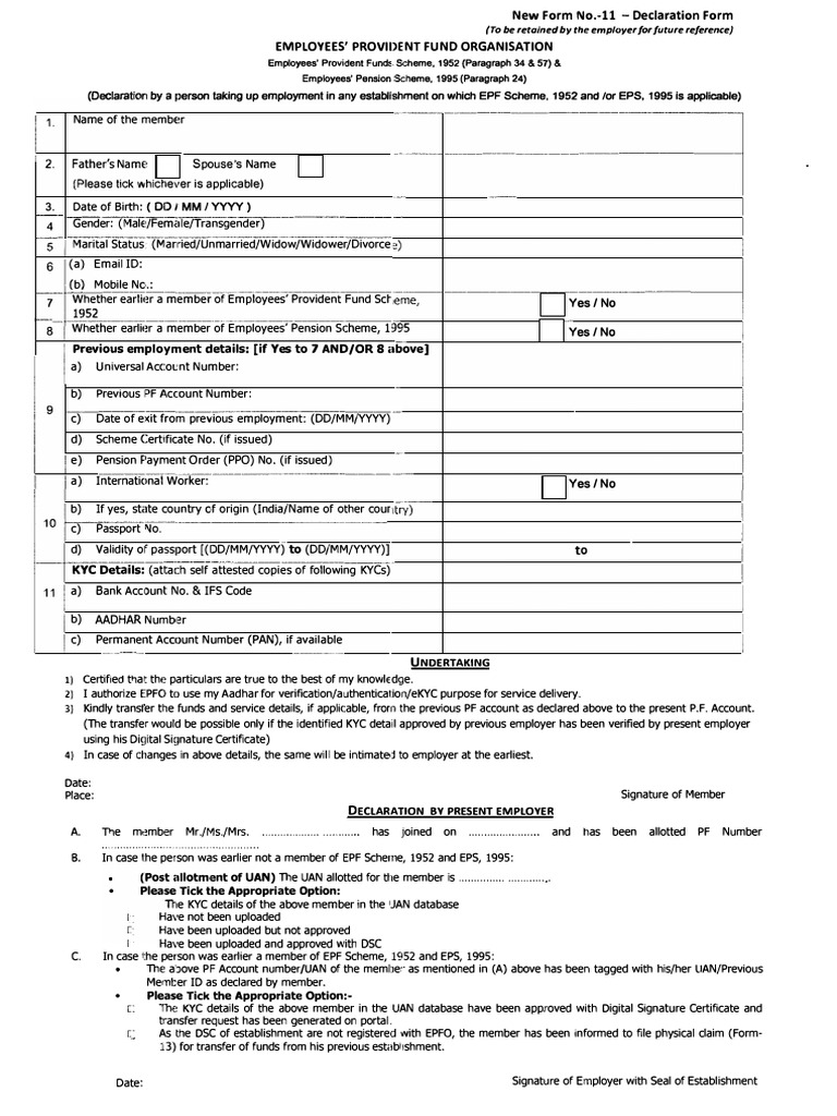 PF Form - Declaration Form | PDF | Government And Personhood | Government
