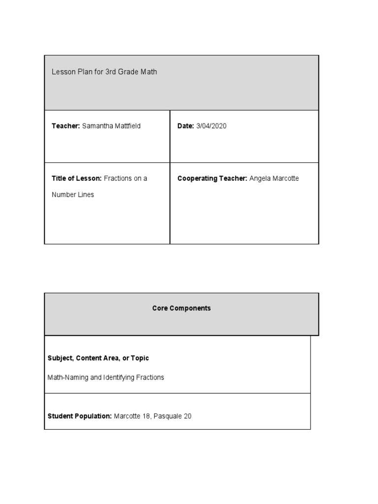 3rd Grade Math Lesson: Fractions on Number Lines | PDF | Fraction ...