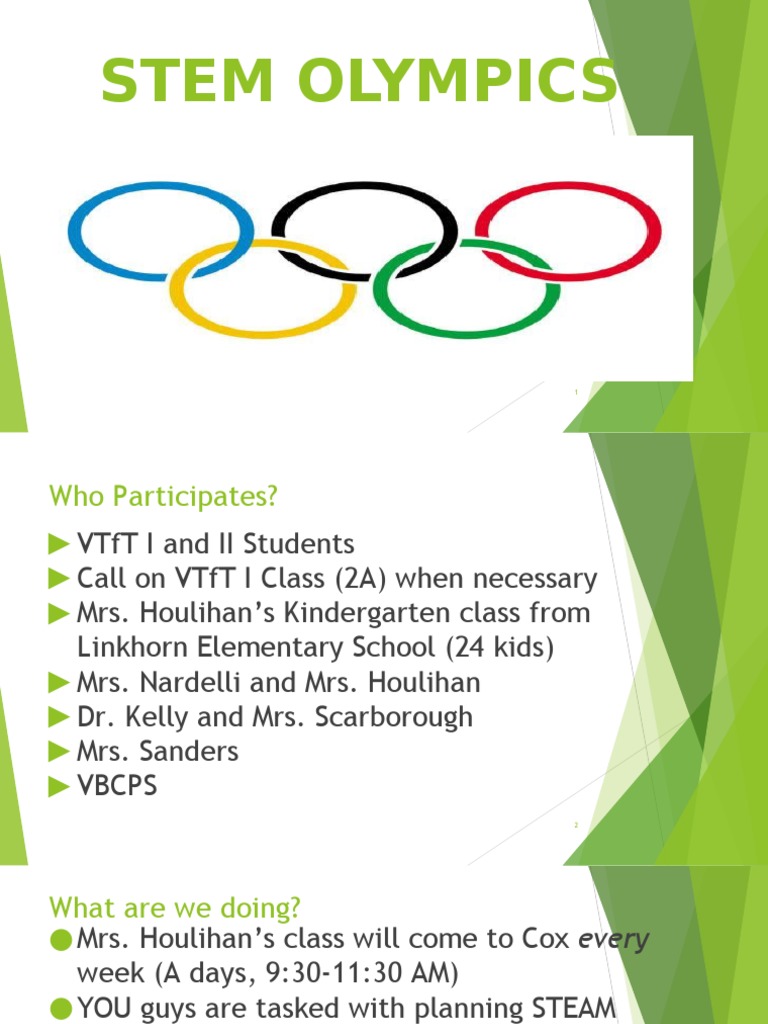 Stem Olympic Presentation To VTFT PDF Science, Technology