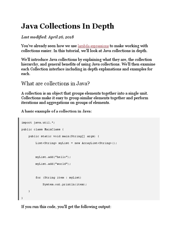 Java Collections in Depth | PDF | Method (Computer Programming) | Queue ...