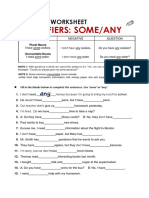 Quantifiers: Some/Any: Grammar Worksheet