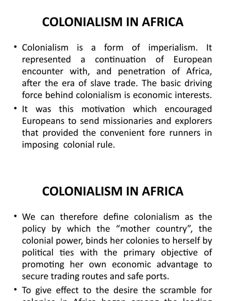 Economic Motivations of African Colonialism | PDF | Imperialism ...