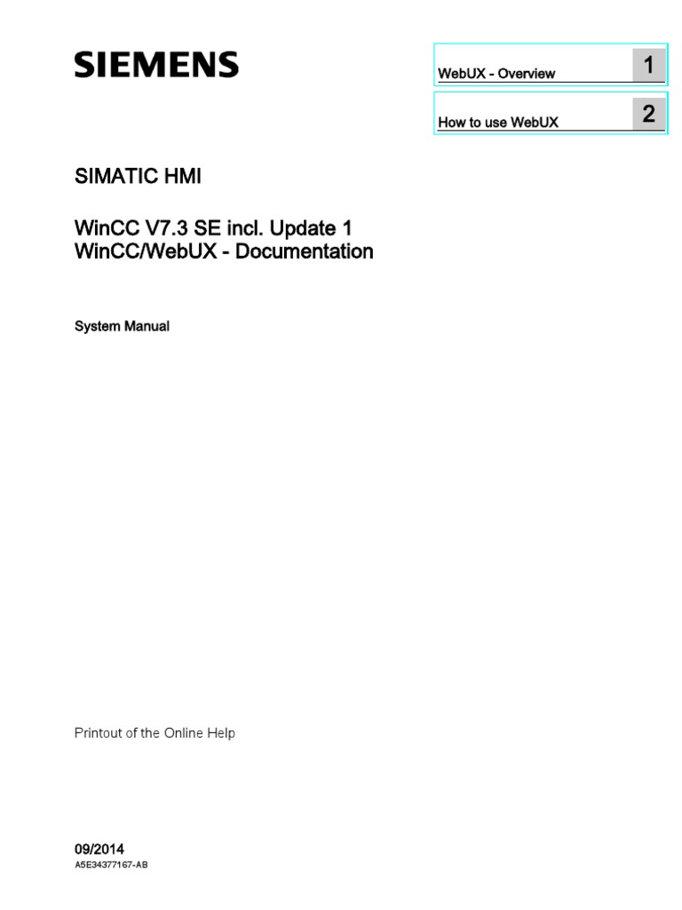 Simatic hmi wincc v7 3 se incl update 1 wincc webux documentation
