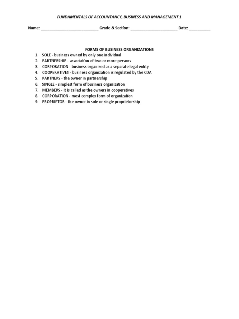 form-of-business-organization-crossword-pdf