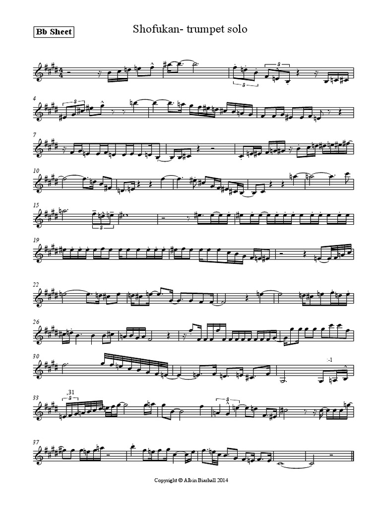 Snarky Puppy Shokufan Trumpet Solo BB PDF