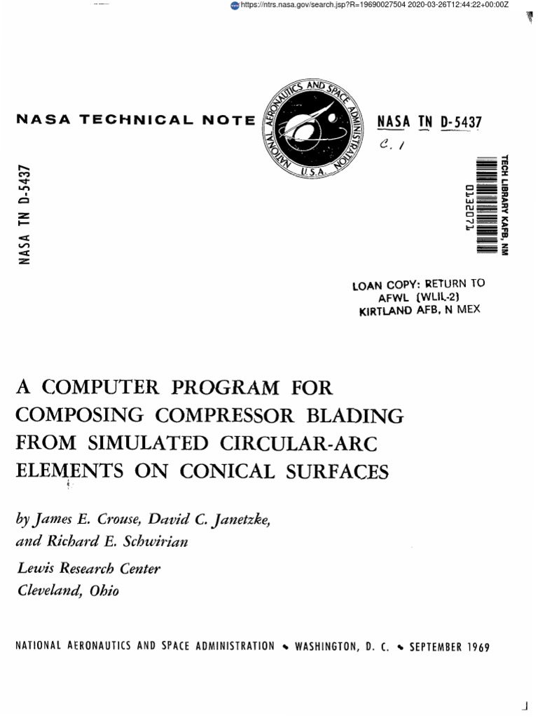 A Computer Program For Composing Compressor Blading From Simulated 