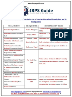 Short Memory Tricks To Remember The List of Important International Organizations and Its Headquarters PDF