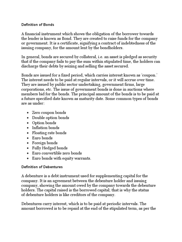 Debentures And Bonds Pdf Debenture Bonds Finance