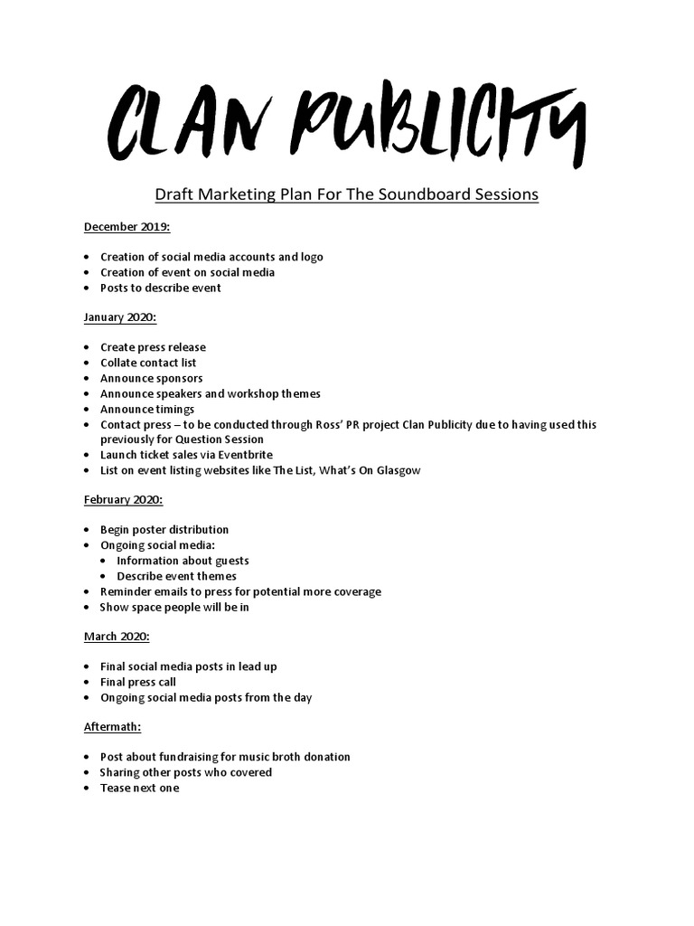 Draft Marketing Plan | PDF