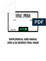 Supplemental User Manual 2009 A/Da Reissue Final Phase