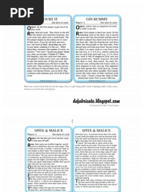 Free Printable Playing Card Instructions 6 Card Games French