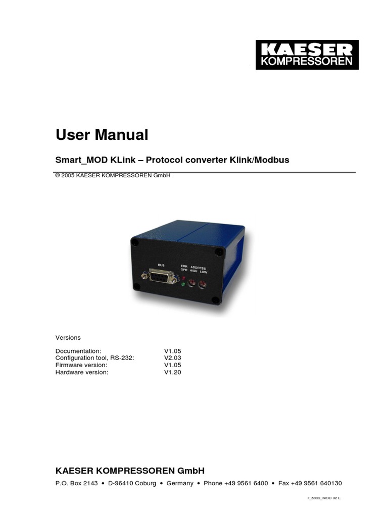 User Manual: Smart - Mod Klink - Protocol Converter Klink/Modbus | PDF ...