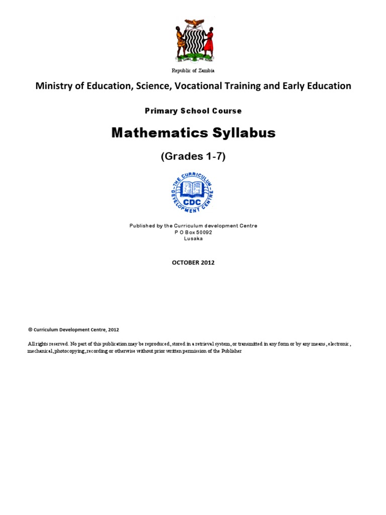 Mathematics Syllabus: Ministry of Education, Science, Vocational ...
