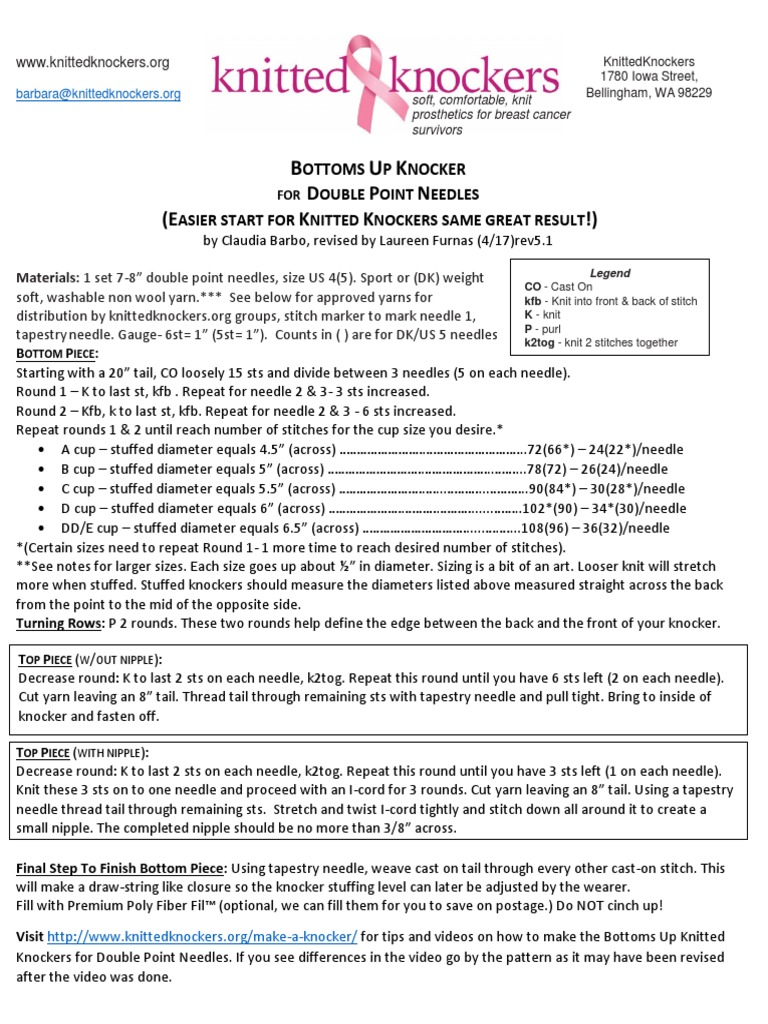 Bottoms Up Knocker DPN CS 4 17 Rev5 1 4 PDF PDF Knitting Yarn