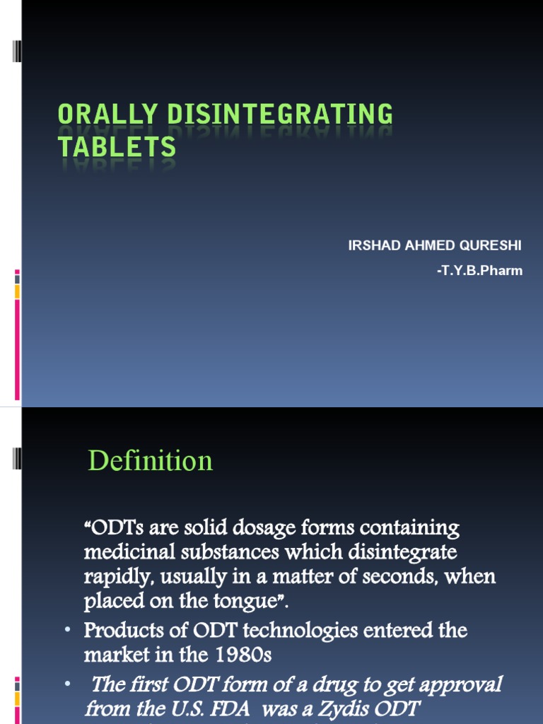 FINAL Orally Disintegrating Tablets | PDF | Products Of Chemical ...