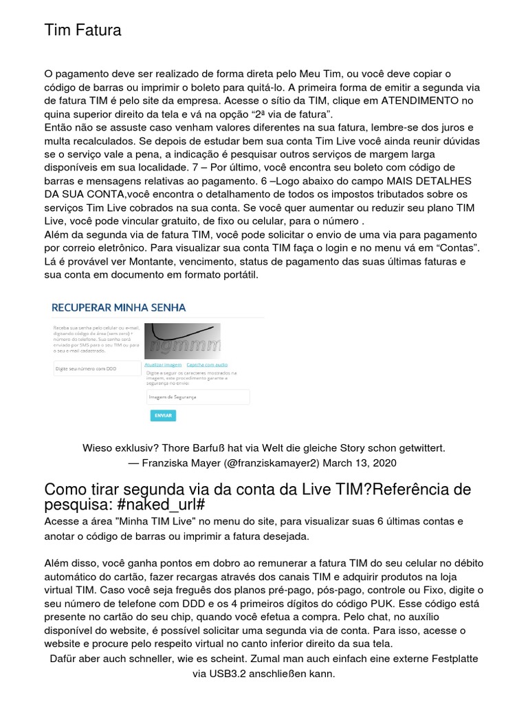Como Emitir 2ª Via da Fatura TIM | PDF