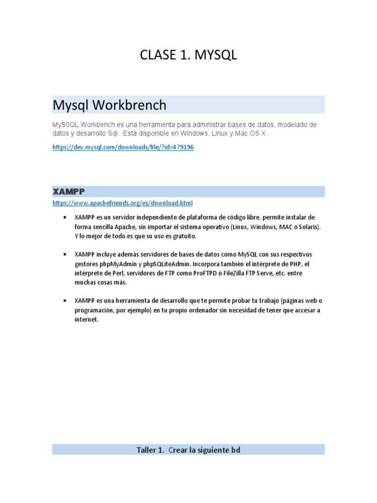 Introducción a MySQL y XAMPP | PDF | Mi sql | Software de gestión de datos