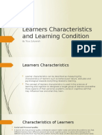 Learners Characteristics and Learning Condition