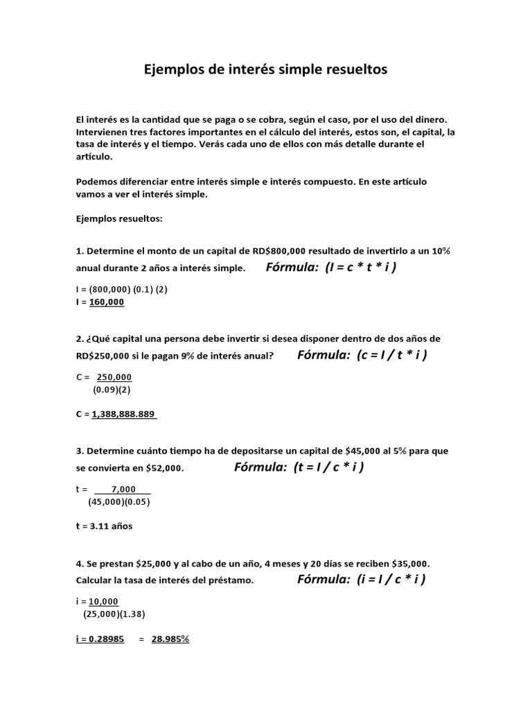 Interes Simple Con Ejemplos Resueltos – KXWCCN