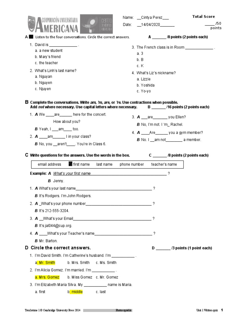 Listen To The Four Conversations. Circle The Correct Answers | PDF