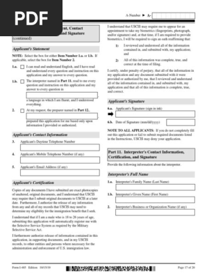 Form I-485 Signature Page