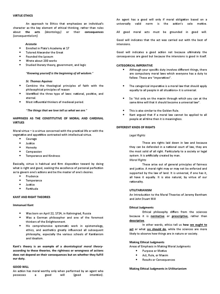 Understanding Virtue Ethics and Wisdom | PDF | Utilitarianism | Rights
