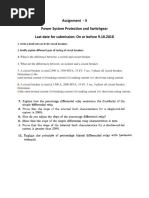 Assignment - II Power System Protection and Switchgear Last Date For Submission: On or Before 9.10.2018