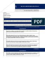 NIA 320 Importancia Relativa o Materialidad en La Planificacion y Ejecucion de La Auditoria