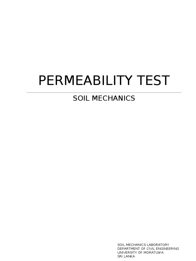 Permeability Test: Soil Mechanics | PDF | Permeability (Earth Sciences ...
