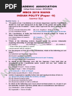 Wbcs 2019 Mains Indian Polity (Paper - V) Answer Key: Academic Association