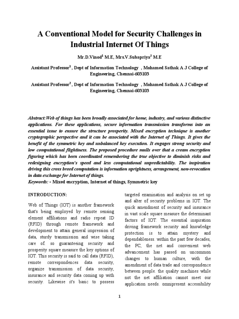 A Conventional Model For Security Challenges in Industrial Internet of ...