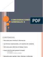 Consideraciones Generales II