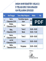 Jadwal Ulangan Semester 1 2019-2020 Kelas 2