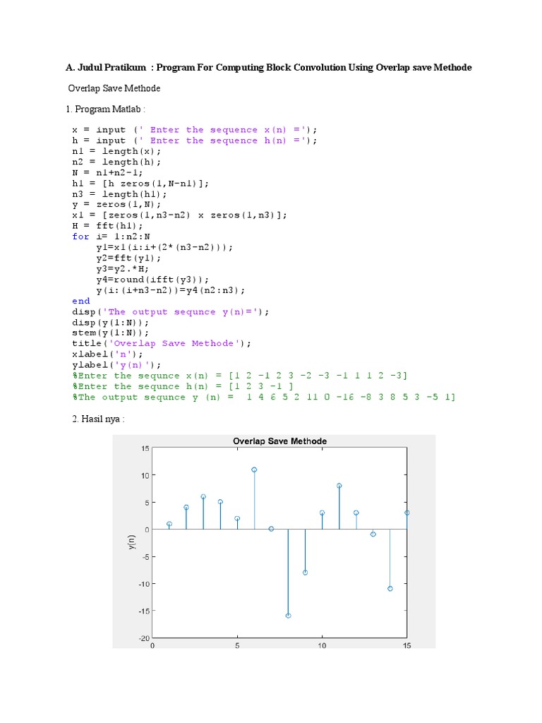 Block Convolution in MATLAB | PDF | Teaching Methods & Materials ...