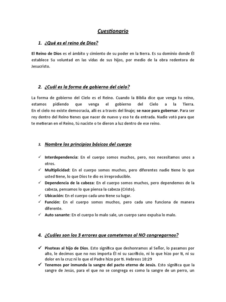 Cuestionario Prueba 2 | PDF | Jesús | Cristo (título)